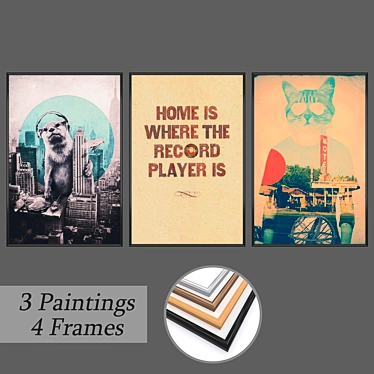 Modern Wall Art Set with Multiple Frames 3D model image 1 