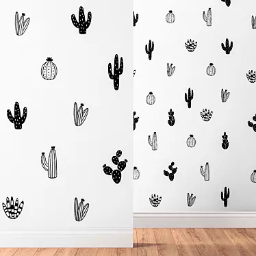 Scandinavian Style Cactus Wall Decals 3D model image 1 