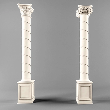 Classic Roman Column with Crown & Base 3D model image 1 