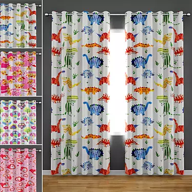 Child's Wonderland: 4 Dreamy Curtains 3D model image 1 