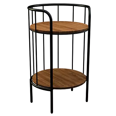 Round Stand with 2 Shelves | 68cm Height | MDF & Pine Wood 3D model image 1 