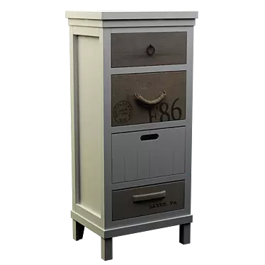 4-Drawer Pine MDF Cupboard: 90x40x30cm 3D model image 1 