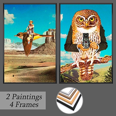 Versatile Wall Art Set: 2 Paintings, 4 Frames 3D model image 1 