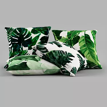 Tropical Banana Leaves Pillow Set 3D model image 1 