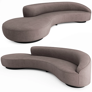 Serpentine Sofa with Arm - Modern Elegance 3D model image 1 