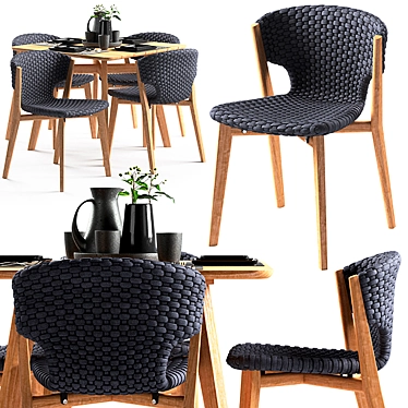 Ethimo Knit Teak Dining Set 3D model image 1 