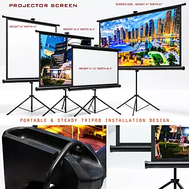 Versatile Projector Screens: 4 Types & Easy Installation 3D model image 1 