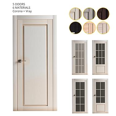 Versatile Set of 5 Stylish Doors 3D model image 1 