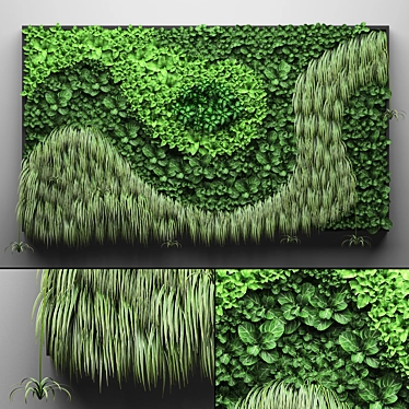 Vertical Green Wall Garden - 18 Modules 3D model image 1 