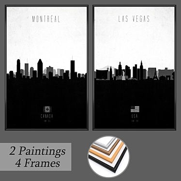 Artistic Wall Decor Set with Various Frames 3D model image 1 