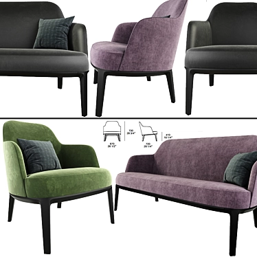 Poliform Jane Armchair Sofa Set 3D model image 1 