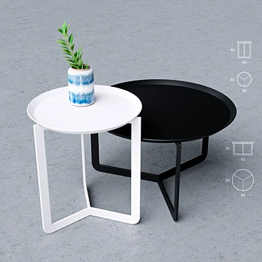Modern Metal Side Table 3D model image 1 