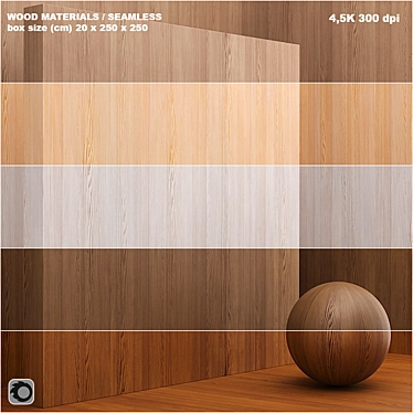 Seamless Wood Veneer Set - 5 Tones 3D model image 1 