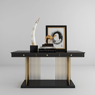 Luxe Golden-Based Console Table 3D model image 1 