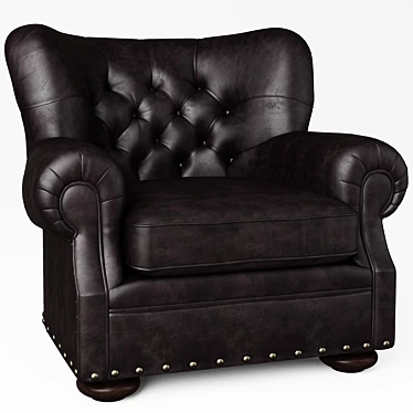 Classic Leather Chair with Nailheads 3D model image 1 