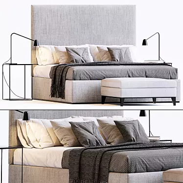 Elegant Sleep System: Yale Bed, Copelli Base & Hockney Bench 3D model image 1 