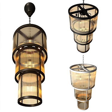 Avery 8-Light Chandelier: Stunning Glass Tubes and Metal Accents 3D model image 1 