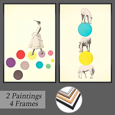 Abstract Wall Art Set with Multiple Frames 3D model image 1 