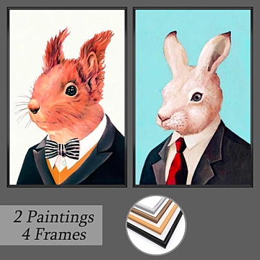 Diverse Wall Art Set with Multiple Frames 3D model image 1 