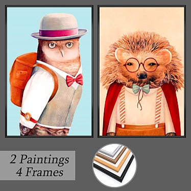 Modern Art Set: Wall Paintings & Frames 3D model image 1 