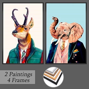 Elegant Wall Art Set with Multiple Frame Options 3D model image 1 