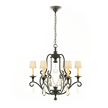 Elegant Piedmont Chandelier: Aged Iron & Seeded Glass 3D model image 1 