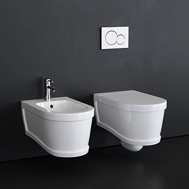 Ceramica Cielo Opera: Sleek Wall-Hung Toilet & Bidet Set 3D model image 1 