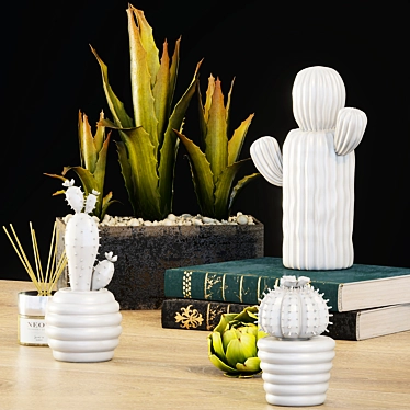 Succulent Delight: Decorative Cactus Set 3D model image 1 