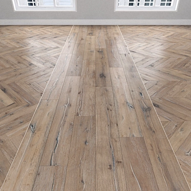 Title: Rustic Oak Parquet, 3 Stunning Styles 3D model image 1 