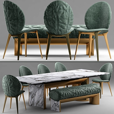 Elegant Visionnaire Kerwan Dining Set 3D model image 1 
