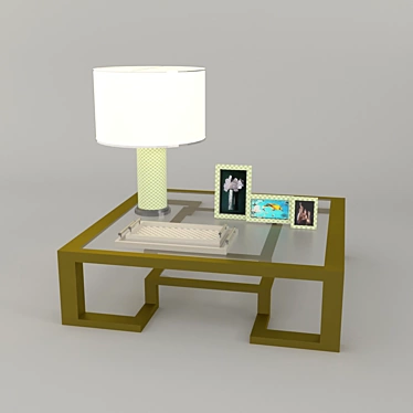 Golden Table Decor Set 3D model image 1 