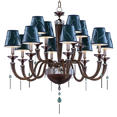 Euroluce JULIENNE Chandelier: Fume shade L8 + 4 Green 3D model image 1 