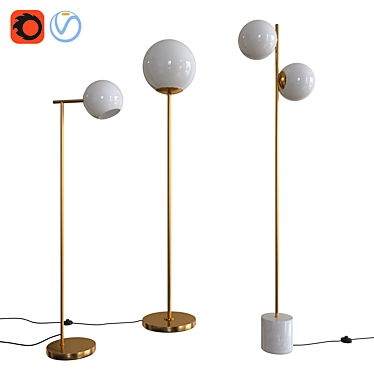 Modern Glass Floor Lamps Set 3D model image 1 