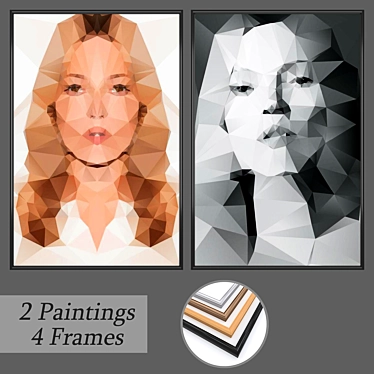 Modern Art Wall Painting Set 3D model image 1 