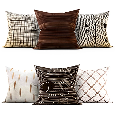 Elegant Embroidered Cushions 3D model image 1 