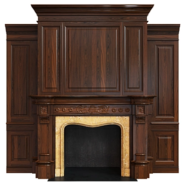 Classic Carved Fireplace with Panel Design 3D model image 1 