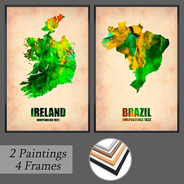 Modern Art Framed Paintings Set 3D model image 1 