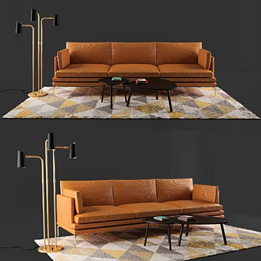 Zanotta William Sofa: Floor Lamp, Center Table, Books, and Rug 3D model image 1 