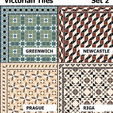 Victorian Tile Set: Greenwich, Newcastle, Prague, Riga 3D model image 1 