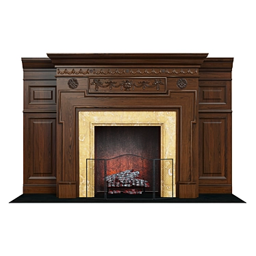 Classic Carved Fireplace with Panels 3D model image 1 