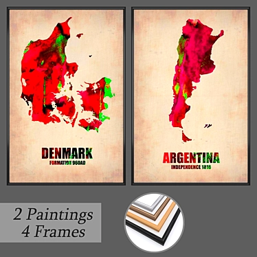 Eclectic Wall Art Set with Multiple Frame Options 3D model image 1 