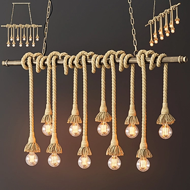 Industrial Loft Pendant with 10 Edison Lamps 3D model image 1 