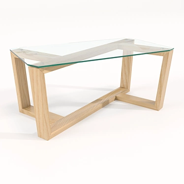 Modern Glass and Birch Coffee Table 3D model image 1 