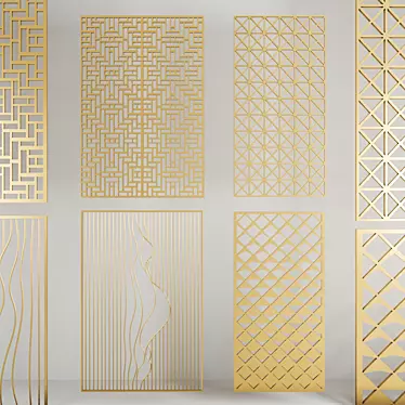 Luxury Brass Decorative Panels - Set of 4 3D model image 1 