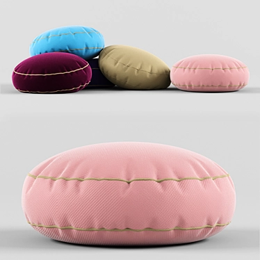 Luxurious Velvet Round Pillow Set 3D model image 1 