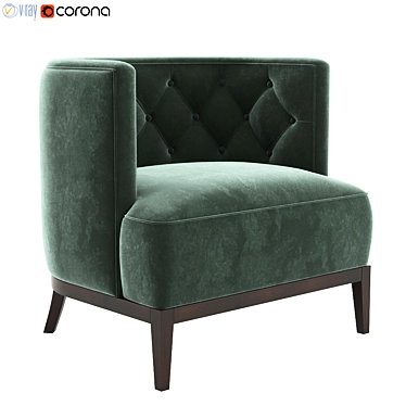 Opulent Velvet Bourbon Armchair 3D model image 1 