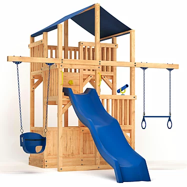 Compact Quad Swing Set 3D model image 1 