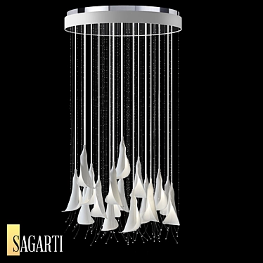 Sagarti Flora Chandelier: Elegant Porcelain and Swarovski Crystal Pendant Lighting 3D model image 1 