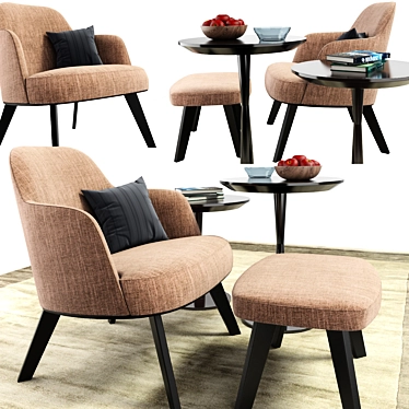 Elegant Poliform Jane Armchair Set 3D model image 1 