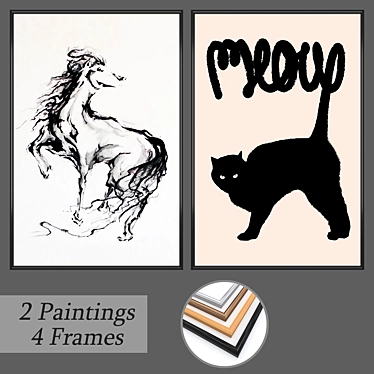 Artistic Wall Decor Set with Multiple Frames 3D model image 1 